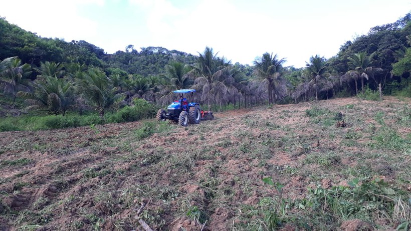 Na semana passada 3,5 hectares de terra foram preparados para o plantio de milho, feijão de corda e macaxeira
